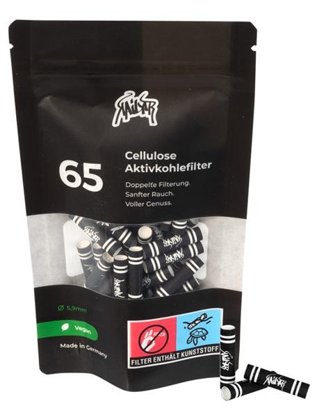 Kailar Cellulose Aktivkohle-Filter Slim ø 5,9mm, 65 Tips/Beutel, schwarz